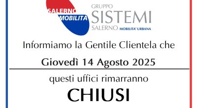 Giovedì 14 Agosto – Chiusura Uffici